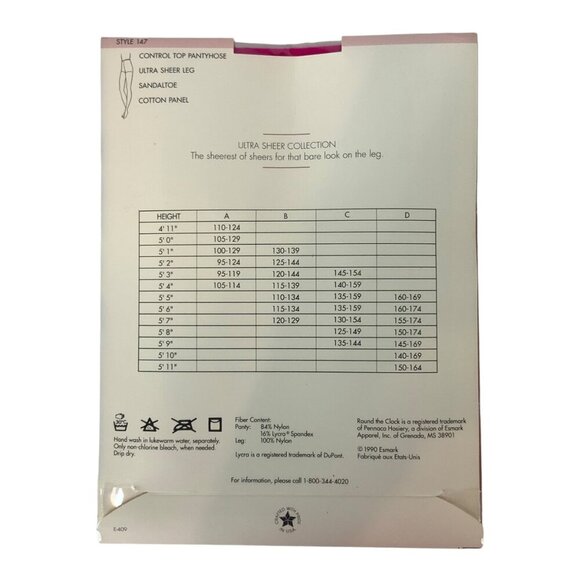 Round The Clock Ultra Sheer Control Top Pantyhose Size C Large Picasso Pink - Picture 2 of 3